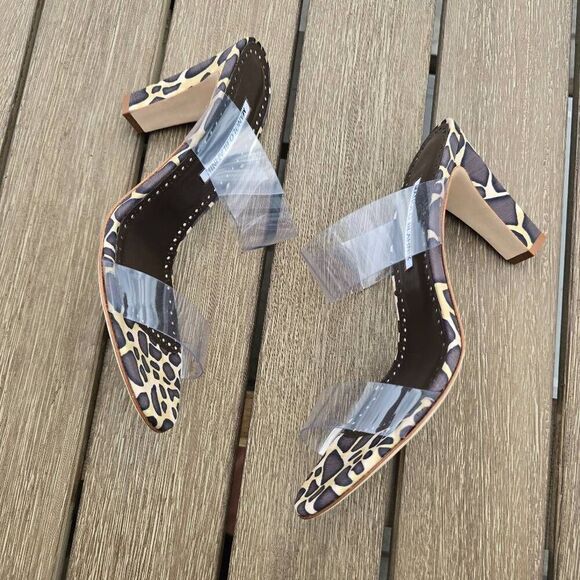 Manolo Blahnik High‎ Heel Sandals Women's Size 9.5B Black Leopard Print Slip On - Picture 5 of 9